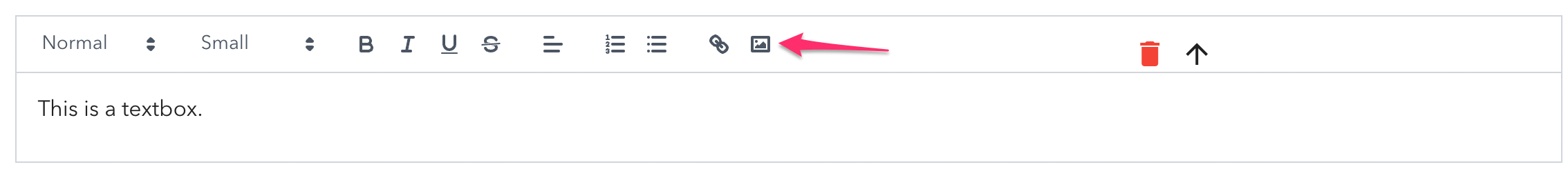 In the textbox editor click on the image icon to add image